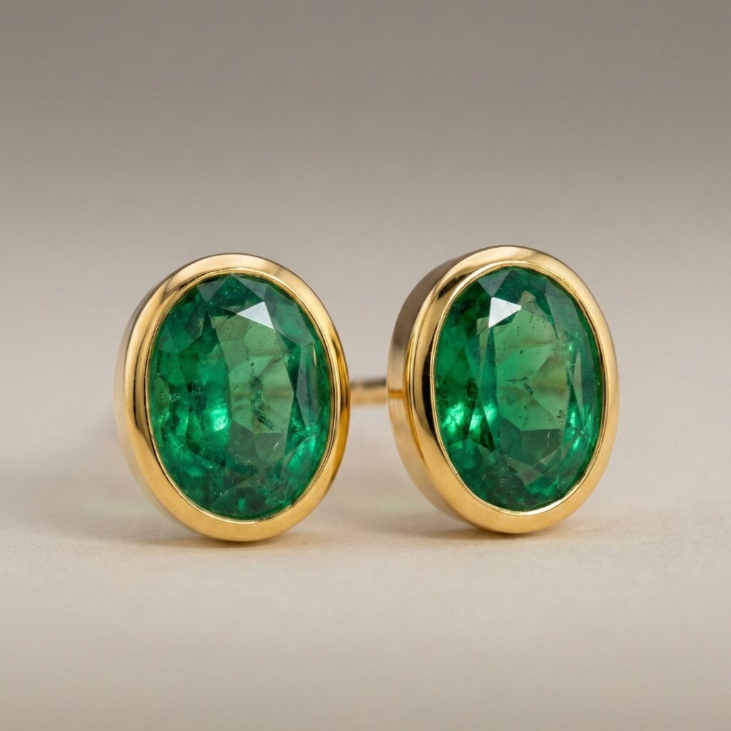 emerald oval earrings 1