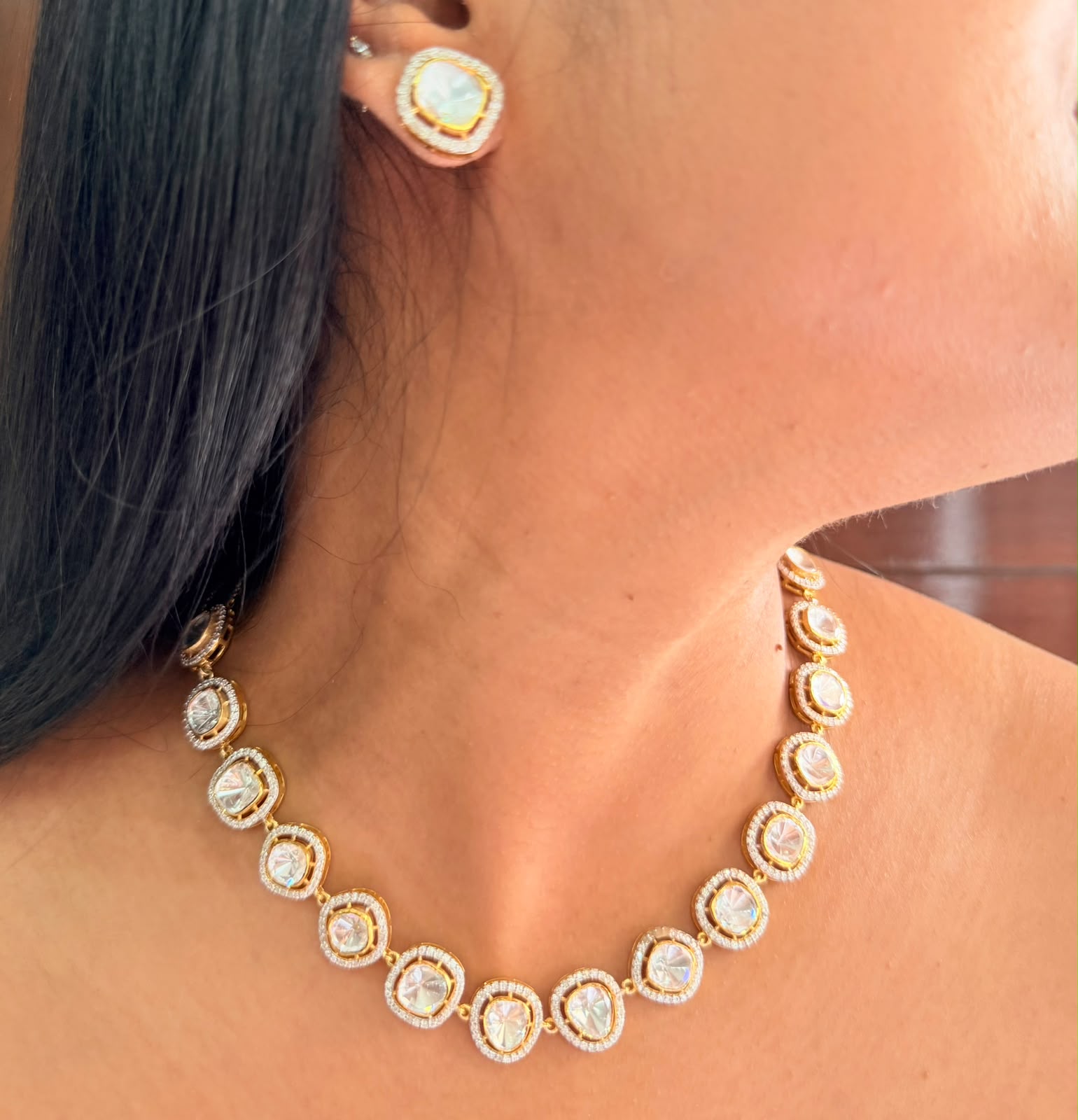 polki solitaire necklace