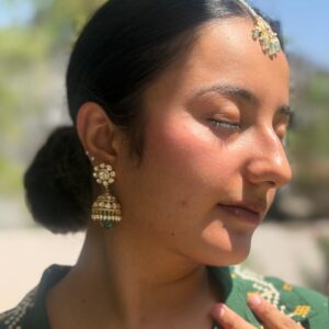 emerald polki jhumka