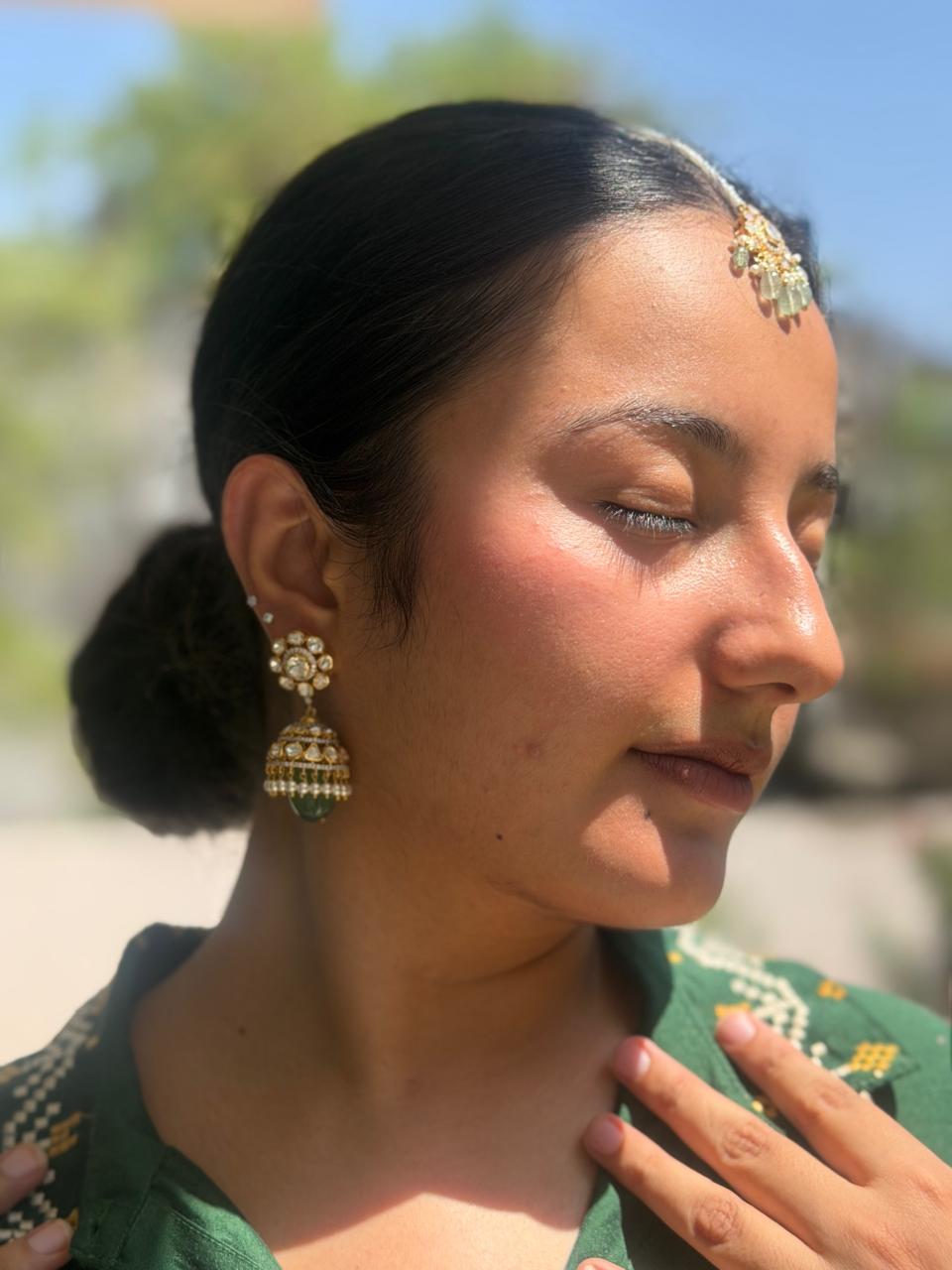 emerald polki jhumka