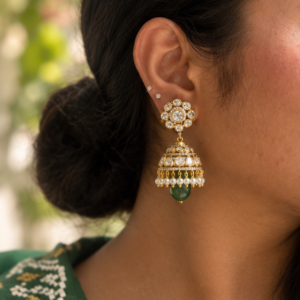 emerald polki jhumka