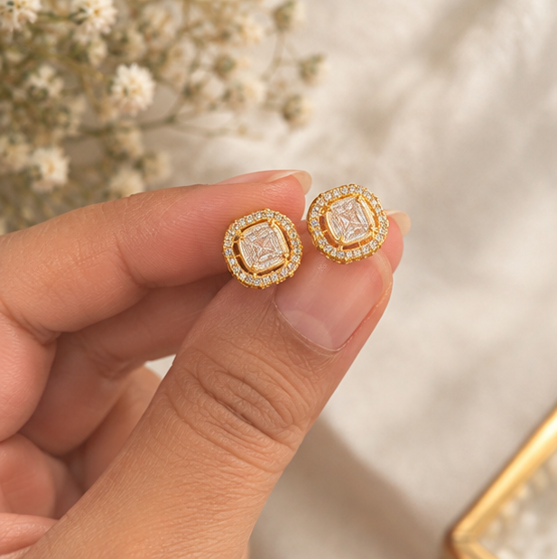 polki solitaire earrings