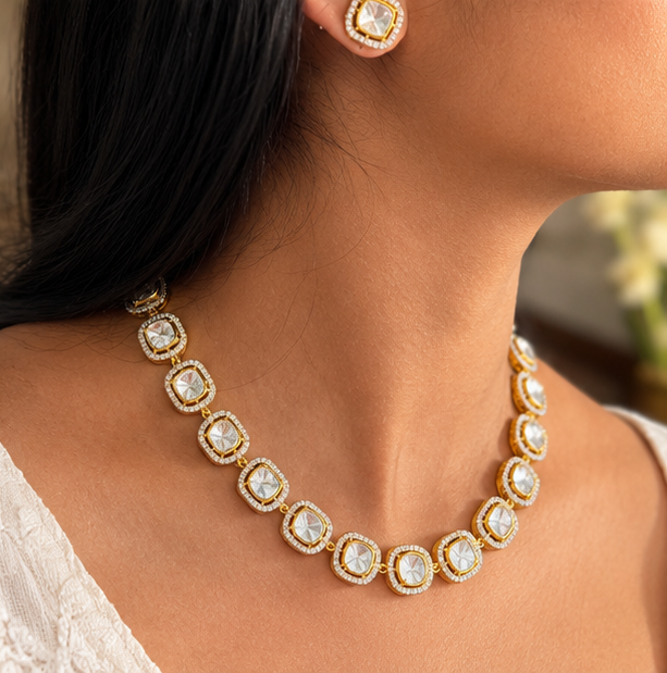 polki solitaire necklace
