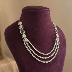 emerald multi shape diamond drape necklace