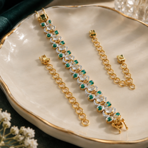 modern polki & emerald choker bracelet