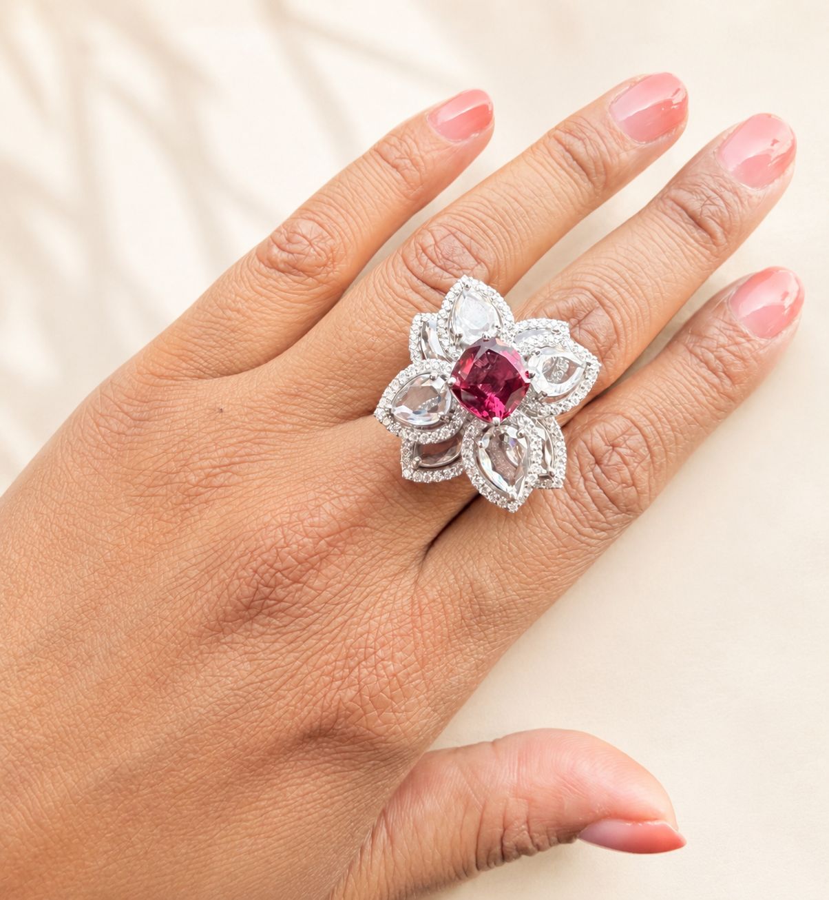 ruby floral cocktail ring ruby floral cocktail ring