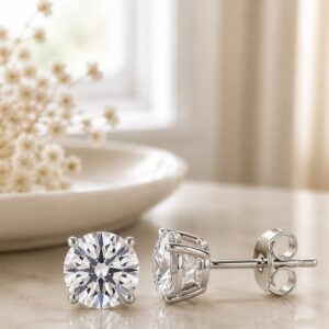 classic 1 carat each solitaire lab grown diamond earrings