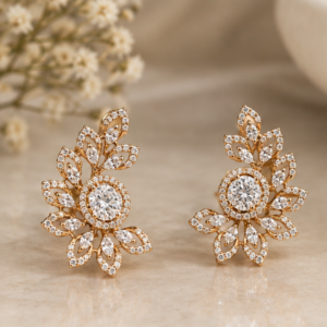 floral cluster diamond earrings