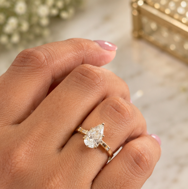 14k yellow pear cut solitaire basket ring 14k yellow pear cut solitaire basket ring